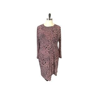 Stretch Sheath Dress Animal Print Alfani Women's Pink Black Long Sleeve Sz 3X 4X